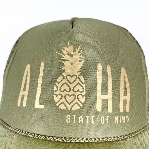 OTTO Hawaiian State Of Mind Green Foam Trucker Hat NEW - Picture 3 of 8